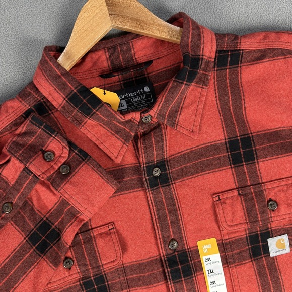 Carhartt Other - Carhartt Shirt Mens 2XL Red Plaid Loose Fit Heavyweight Flannel Workwear New
